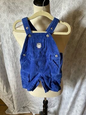Gymboree Royal Blue Corduroy Overalls with Owl Patch